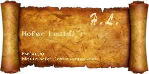 Hofer Lestár névjegykártya